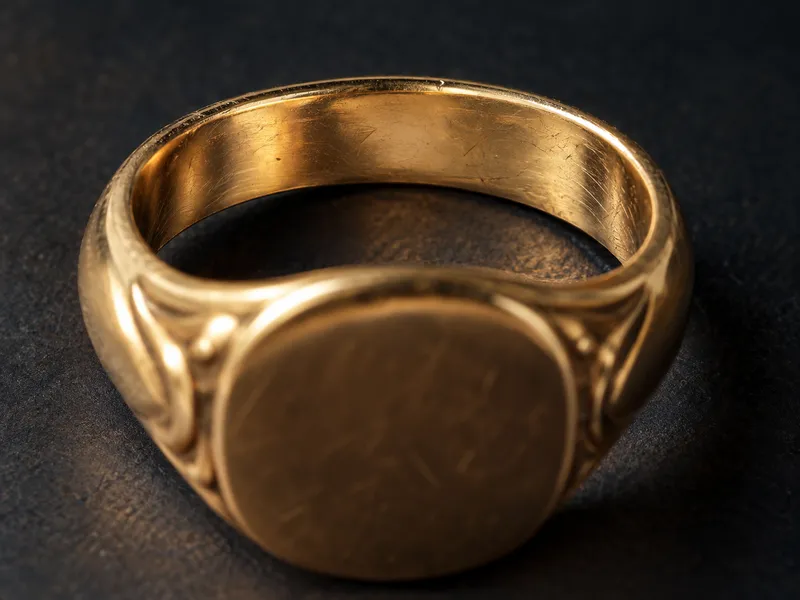 Close-up showing where a hallmark is usually found: inside a ring band