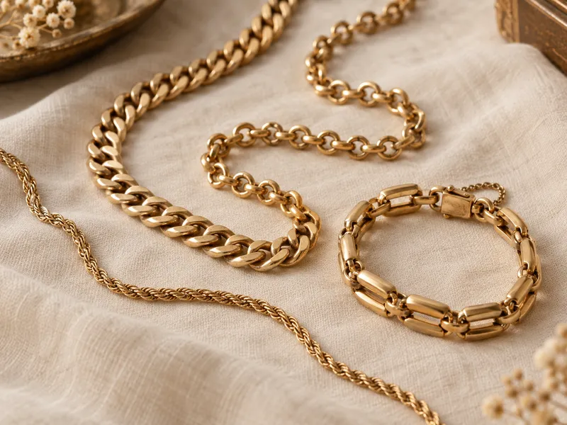 Example of chains, necklaces & bracelets jewellery